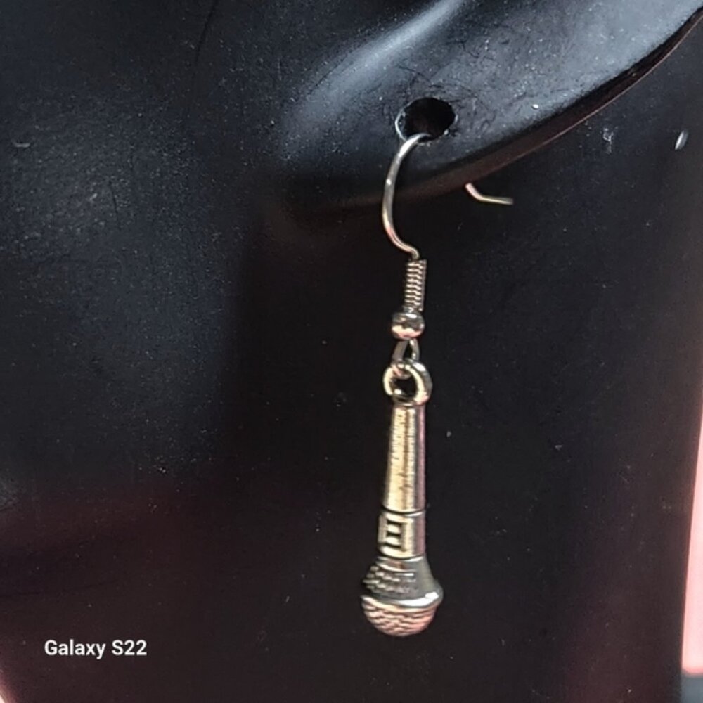 Silver Microphone Earrings Mike Earrings Singers Vocalist Earrings NWT Gift Idea